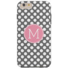 Rose pastel et pois gris avec monogramme personnal