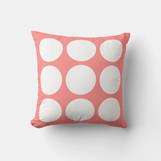 Rose Pastel & White Abstract Circle Design Throw Pillow (Front)