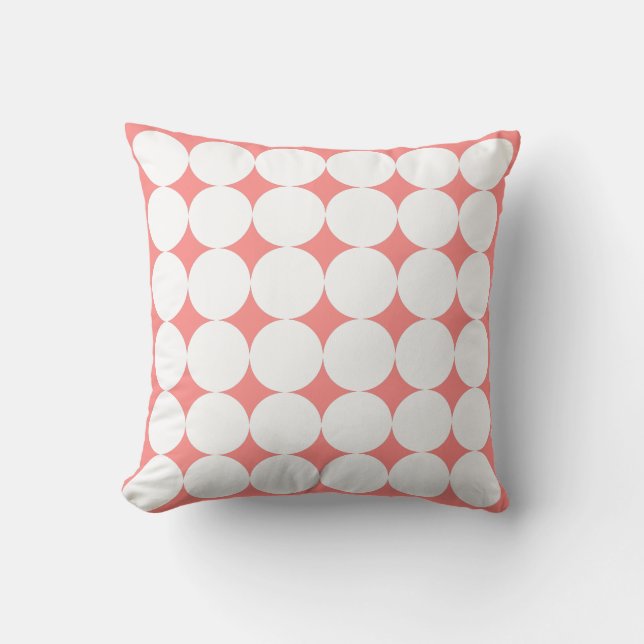 Rose Pastel & White Circle Pattern Throw Pillow (Front)