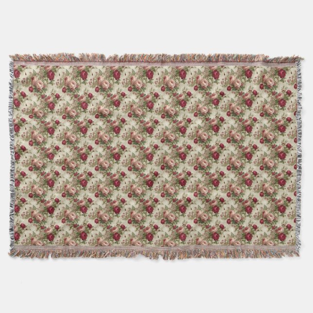 Rose Pattern Beauty Throw Blanket (Front)