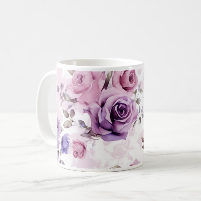 Rose Pattern Coffee Mug (Front Left)
