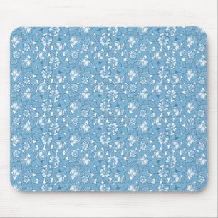 Rose pattern in light Blue Mouse Pad