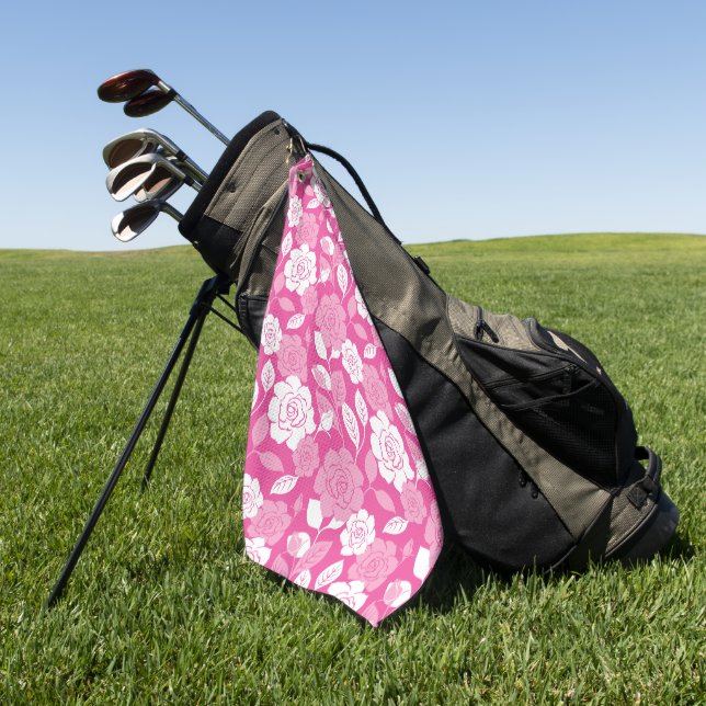ROSE PATTERN IN PINK GOLF TOWEL (Green)