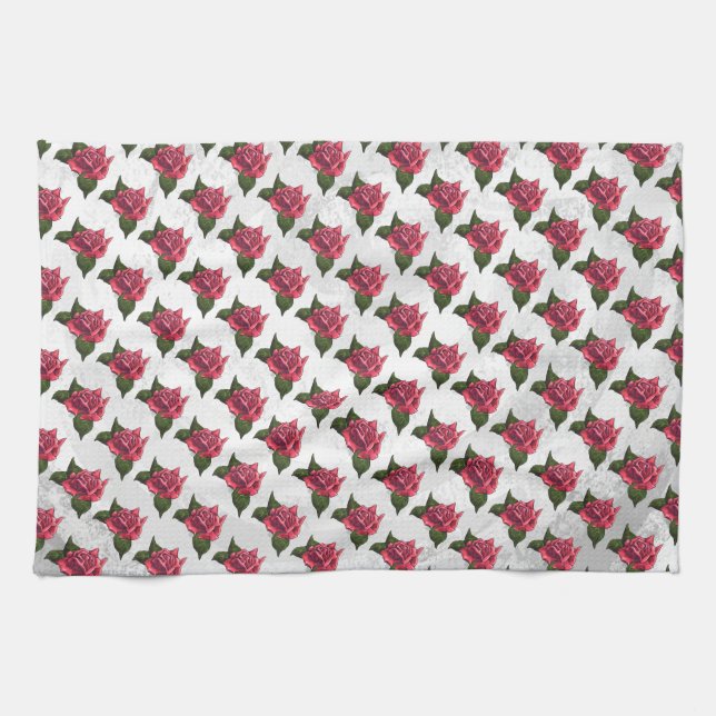 Rose Pattern Kitchen Towel (Horizontal)