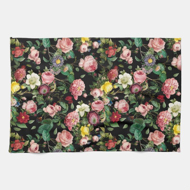 Rose Pattern Pink and Red  Kitchen Towel (Horizontal)