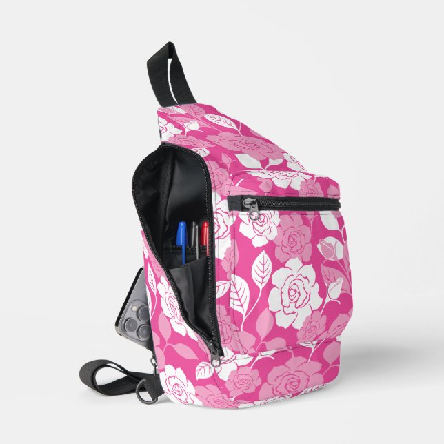 ROSE PATTERN (PINK) SLING BAG (Open)