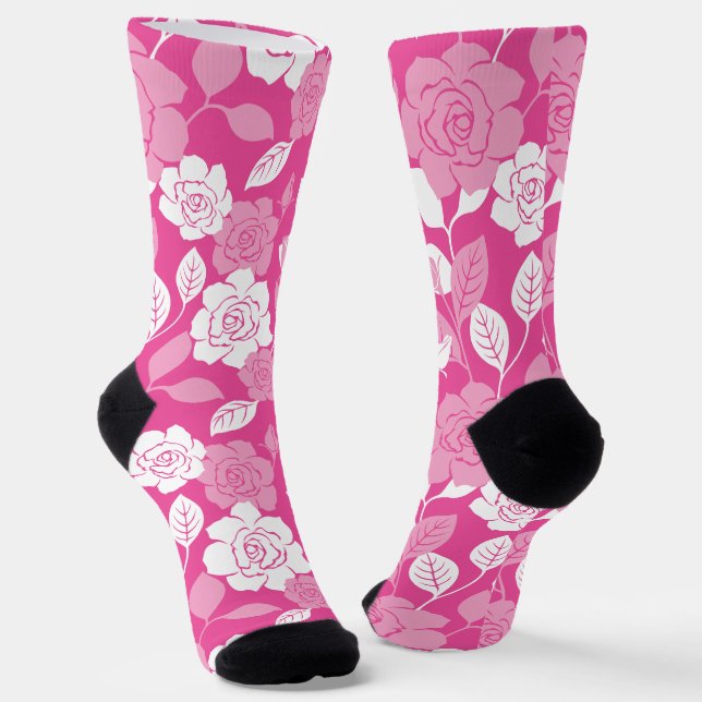 ROSE PATTERN (PINK) SOCKS (Angled)