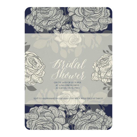 Rose Pattern Print Bridal Shower Invitation