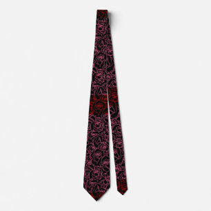 Rose pattern.r.dpnk.02b Black BG Tie