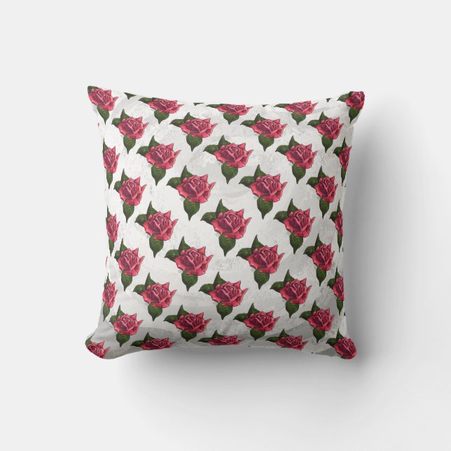 Rose Pattern Throw Pillow (Front)