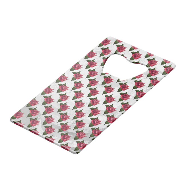 Rose Pattern Wallet Bottle Opener (Front Angled)