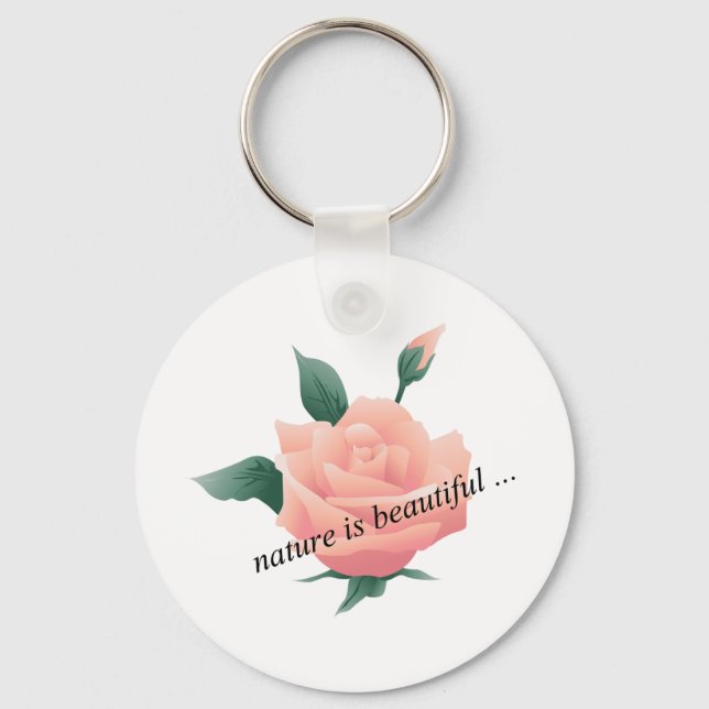 Rose (Peach) - Beautiful nature Keychain (Front)
