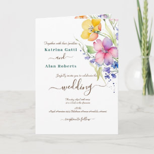 Rose Peach Fleurit Jaune Invitation Jaune Pliée