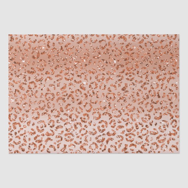Rose Peach Glitter Leopard Animal   Tissue Paper (Front)