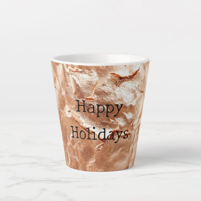 Rose Peach Gold Glam Latte Mug (Front)