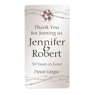 Rose Pearl and Dots 30th Anniversary Wine Label