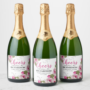 Rose & Pearl Wedding Sparkling Wine Label
