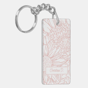 Rose Pêche sur Chrysanthèmes Blancs avec Photo