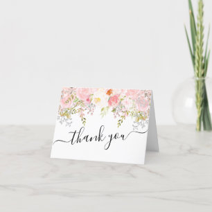 Rose Peony Blush Mariage Carte de remerciements