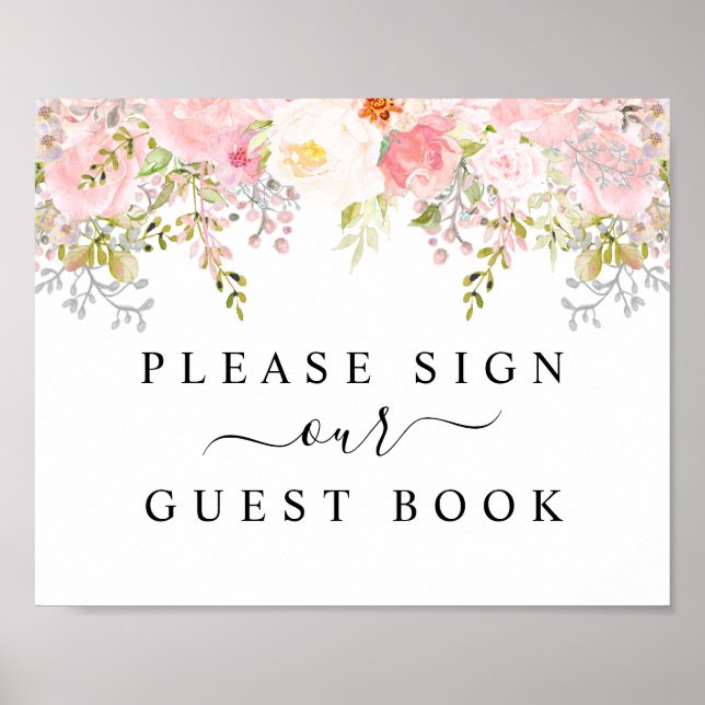 Rose Peony Blush Pink Mariage Livre d'or (Devant)