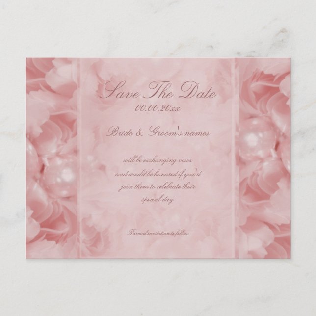 Rose perle enregistrer la date invitation rose (Devant)