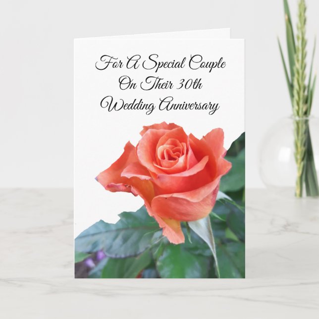 Rose Personalised 30th Wedding Anniversary Card (Front)