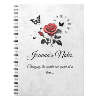 Rose personnalisé, encre et Carnet spiral temporel