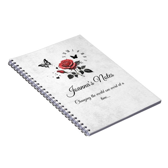 Rose personnalisé, encre et Carnet spiral temporel (Côté Droit)