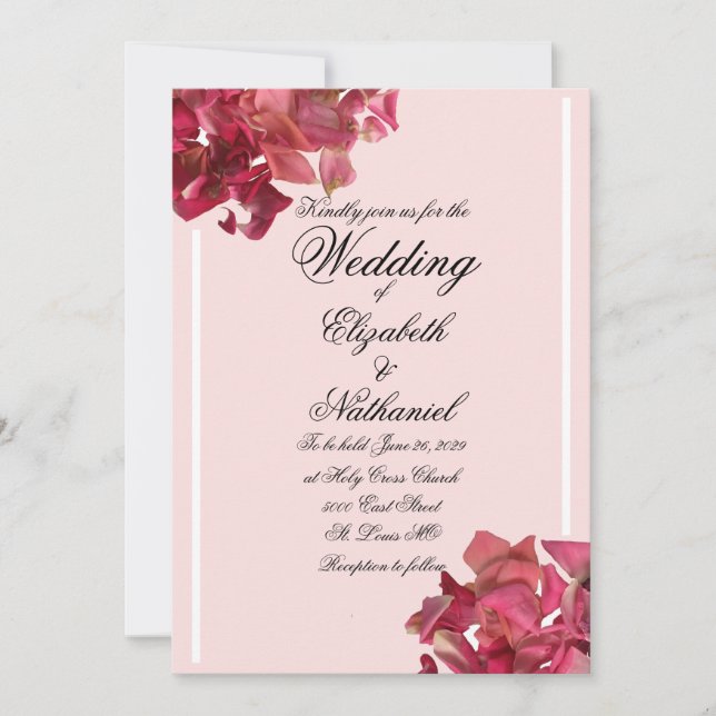 Rose Petal Pink Romantic Wedding Invitation (Front)