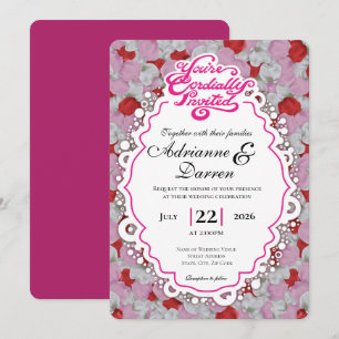 Rose Petal Wedding Invite 1 with Pink Letters