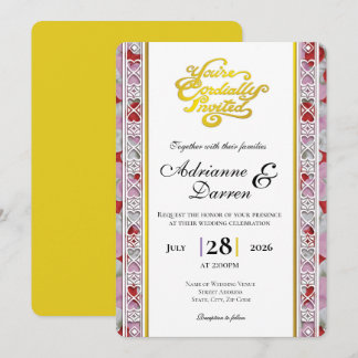 Rose Petal Wedding Invite 2 with Gold Letters