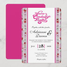 Rose Petal Wedding Invite 2 with Pink Letters