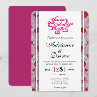 Rose Petal Wedding Invite 3 with Pink Letters