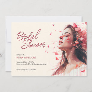 Rose petals falling on face   Bridal Shower Invitation