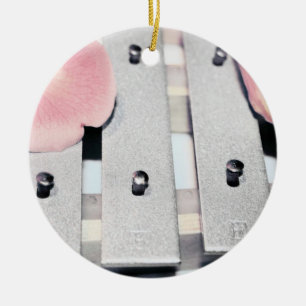 Rose Petals on Metal Bells Faded style Ceramic Ornament
