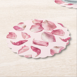 Rose petals pattern Petals and Prosecco Bridal Paper Coaster
