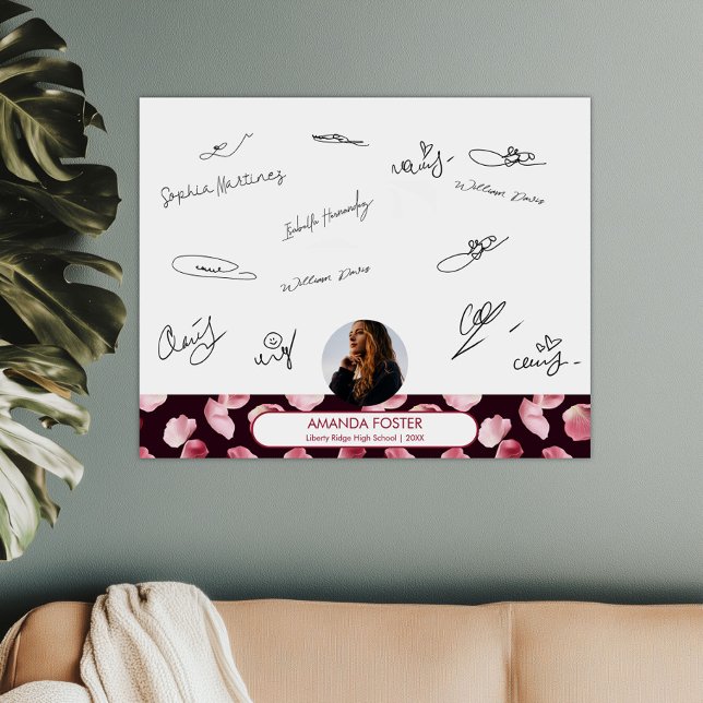Rose Petals Photo Graduation Party Signer invité (Créateur téléchargé)