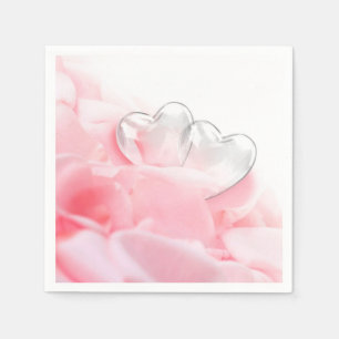 Rose Petals with Glass Hearts - Paper Napkin