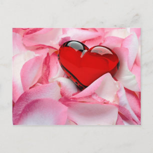 Rose Petals with Heart - Postcard