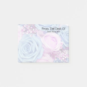 Rose photo pink blue faded your name post-it notes