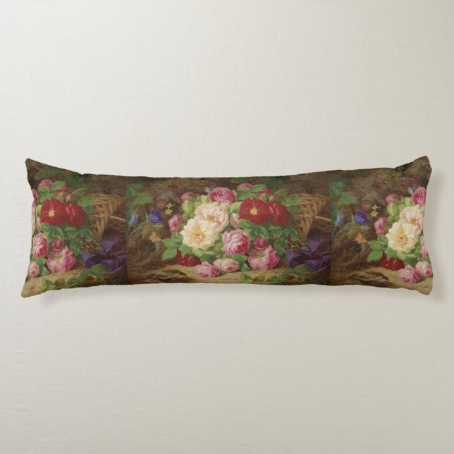 Rose Piece at the Forest Floor with Butterflies Body Pillow (Front)