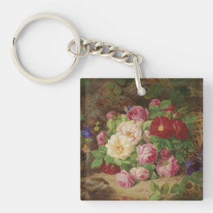 Rose Piece at the Forest Floor with Butterflies Keychain