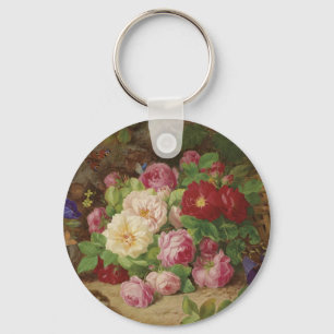 Rose Piece at the Forest Floor with Butterflies Keychain