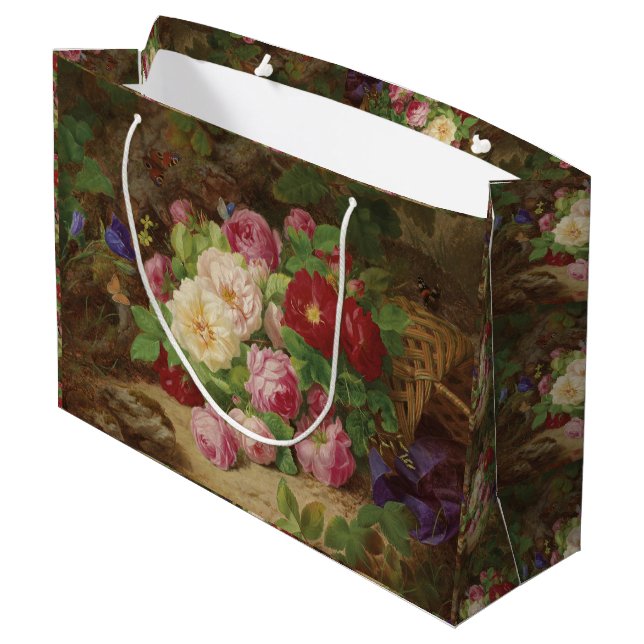 Rose Piece at the Forest Floor with Butterflies Large Gift Bag (Back Angled)