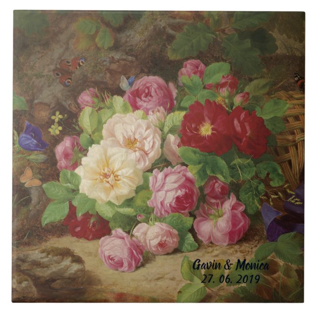 Rose Piece at the Forest Floor with Butterflies Tile (Front)
