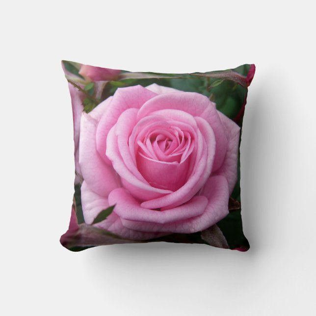 Rose Pillow Personalized Pink Rose Pillow Decor (Front)
