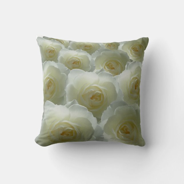 Rose Pillows White Rose Pillows Flower Decor (Front)