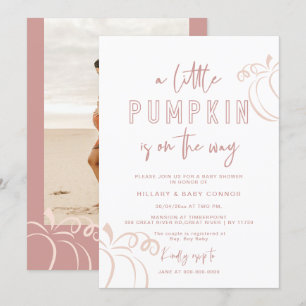 Rose Pink A Little Pumpkin Baby Shower Invitation