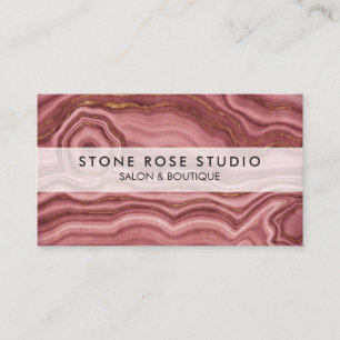 Rose Pink and Gold Marble Stone Business Card