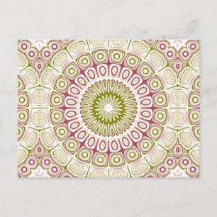 Rose Pink and Olive Green Mandala Medallion Postcard